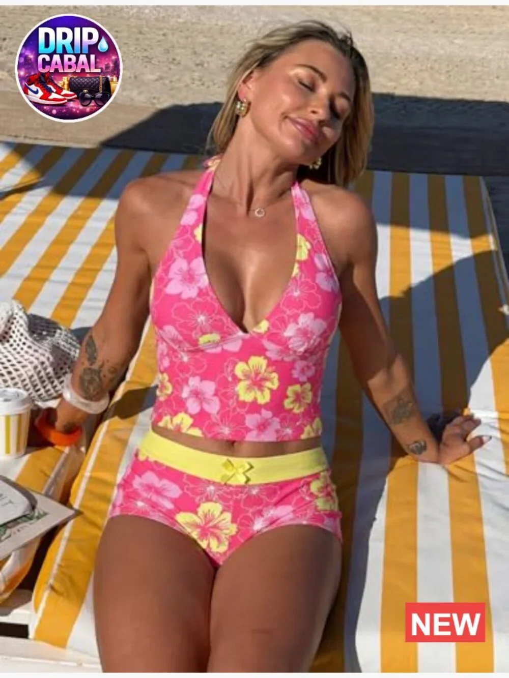 V-Neck Tankini with Shorts Halter Tummy Control Bow Two Piece Swimsuit